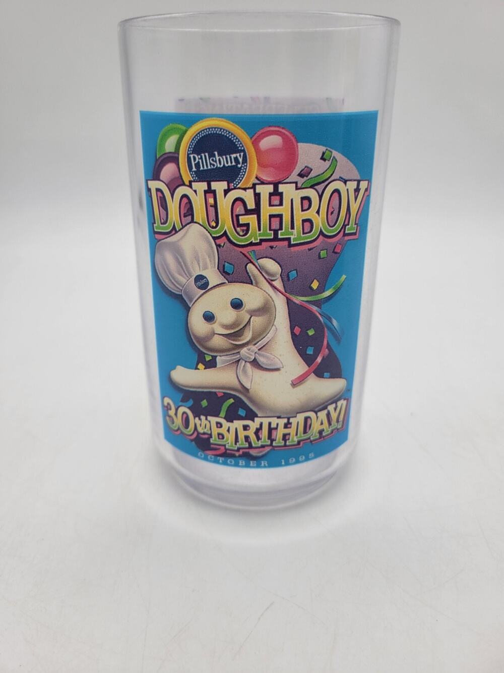 Lot of 6 Pillsbury Doughboy 30th Birthday Collector Plastic Glasses With Boxes